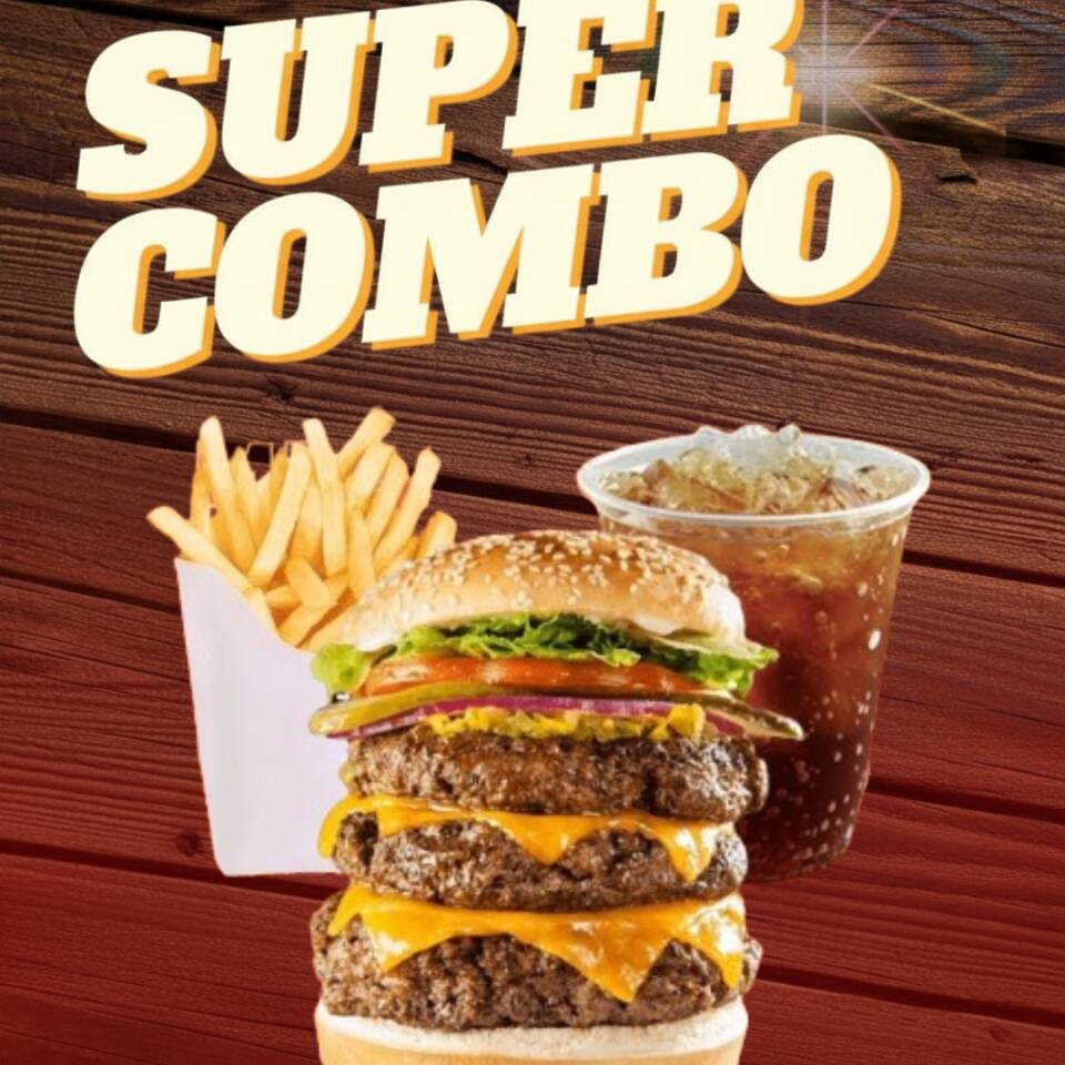 Hamburguesa Triple + Papas + Te helado