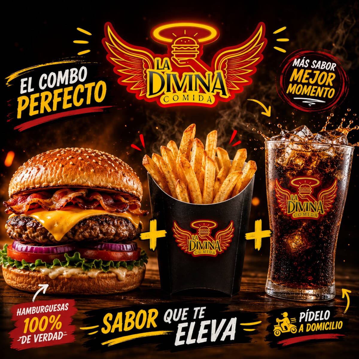 HAMBURGUESA CARNAL EN COMBO