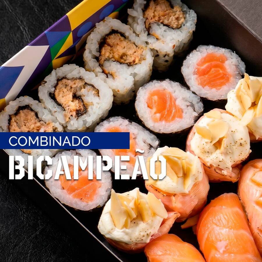 O clássico dos clássicos! Uma seleção irresistível de sushis frescos, com equilíbrio perfeito entre sabor e frescor. Peças: 5 Hot Philadelphia, 4 Hossomaki Philadelphia, 4 Uramaki Spice, 2 Niguiris de Salmão (Shake), 2 Niguiris com Azeite Trufado e 4 Gunkans com Azeite Trufado e amêndoas Acompanha: 1 Hashi + 1 shoyu 30ml e 1 teriyaki 30ml , Gengibre 20g e wasabi 10g.