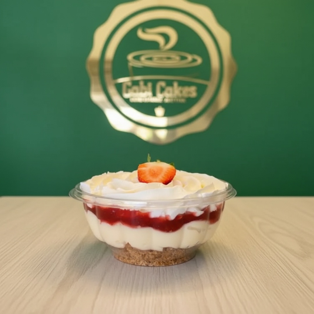 Base de biscoito amanteigado, creme de ninho, geleia de morango e finalizada com chantinho cremoso!