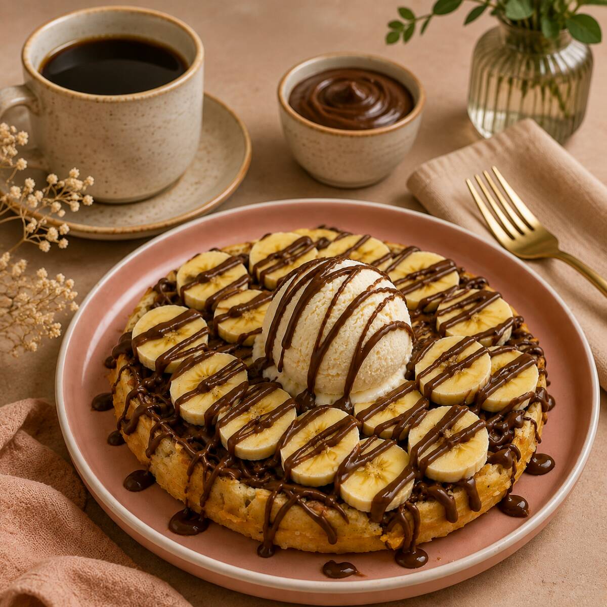 Waffle Nutella y Banano