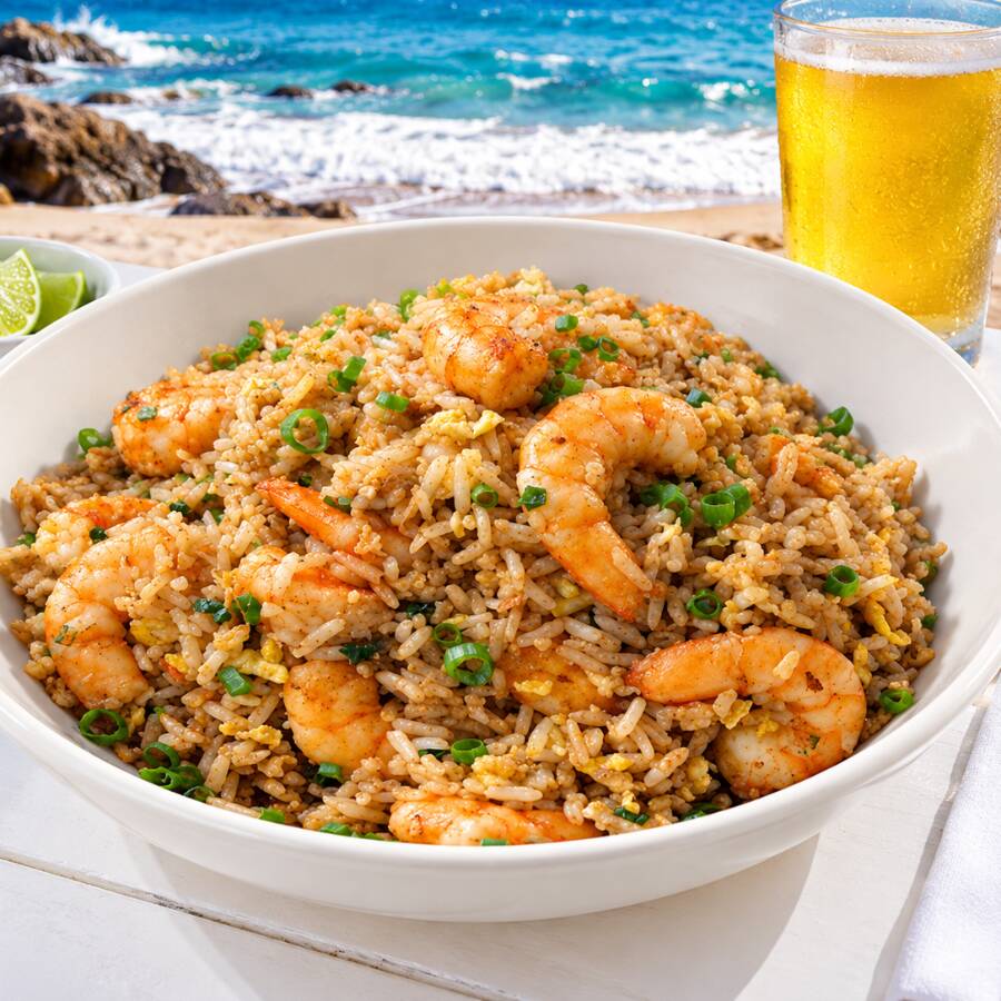 Chaufa de Langostino.y Pescado