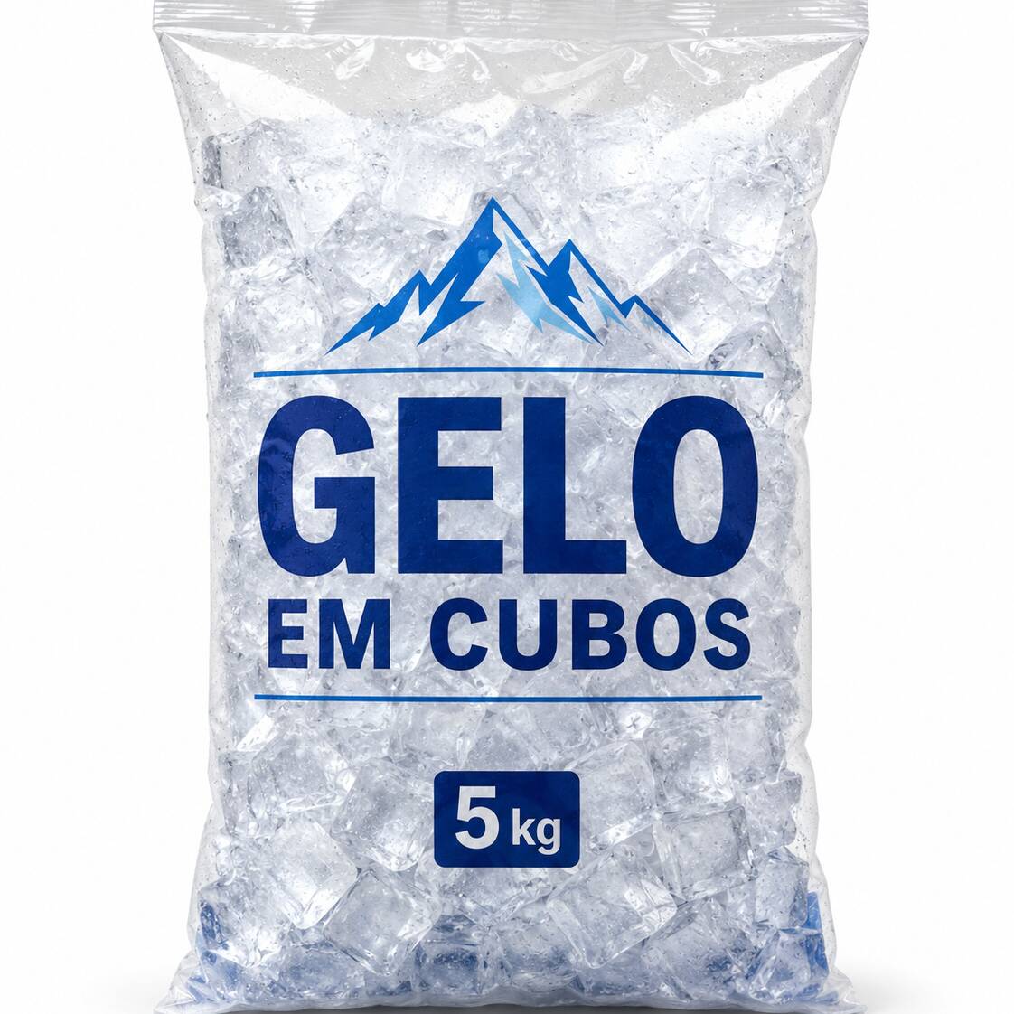 Pacote de gelo em cubos, embalado e selado, ideal para conservar bebidas sempre geladas. Perfeito para festas, churrascos, eventos e uso no dia a dia. Embalagem prática com 5kg.