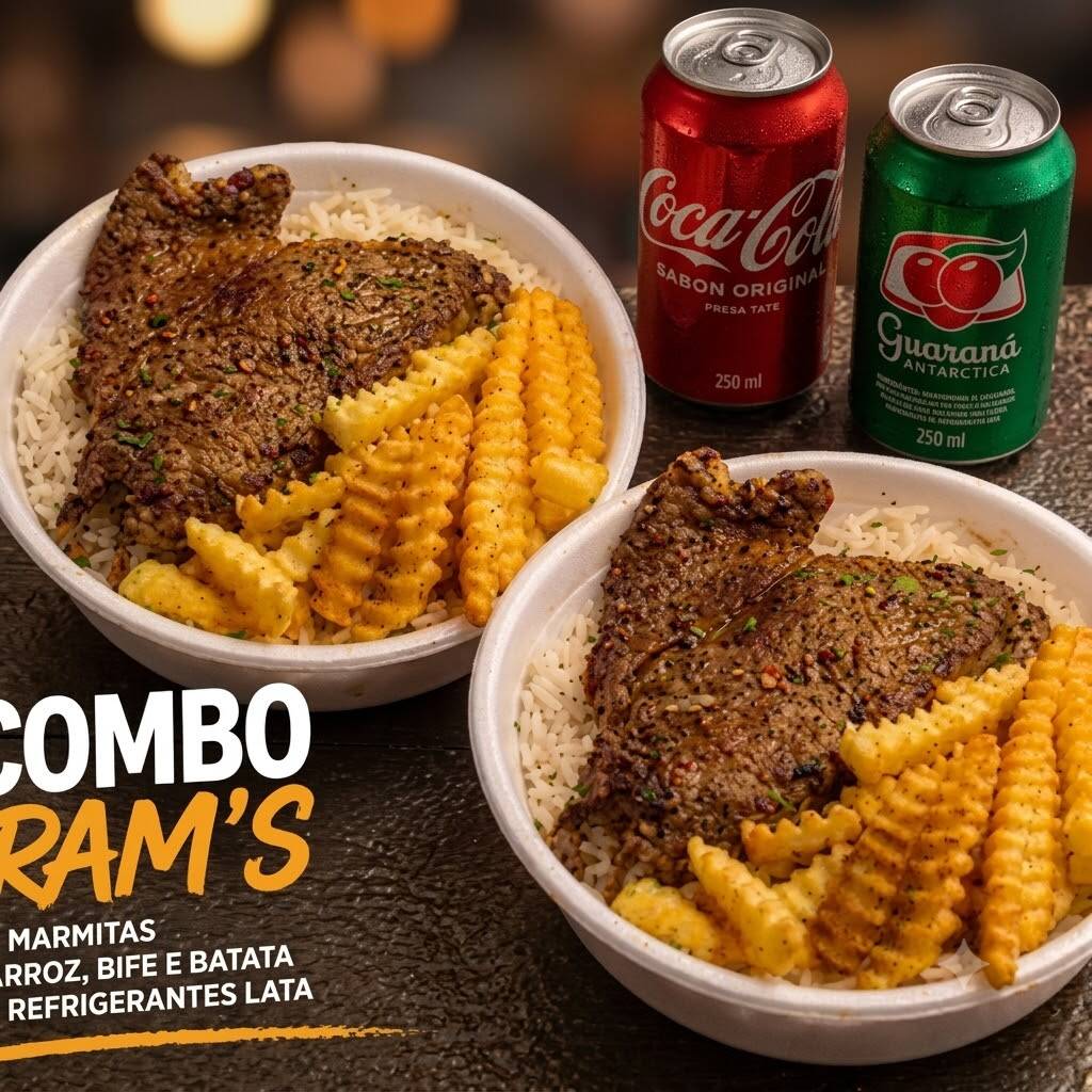 2 Marmitas M de File de Frango com Fritas
Arroz Soltinho , Feijão Cremoso , Suculento Filé de peito de Frango acompanhado de Batatas Crocantes
Aquela Comidinha Fresca caseira feita com muito amor de carinho.
