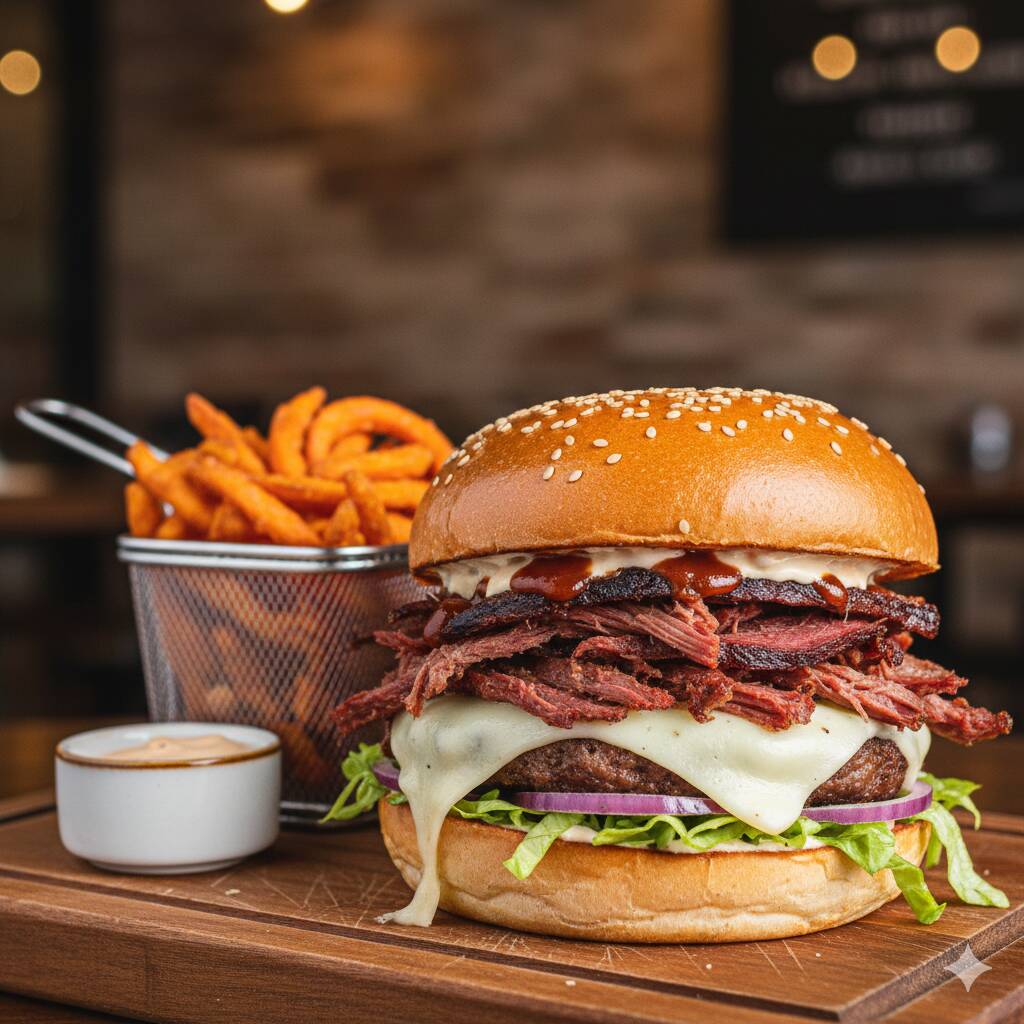 Pão Bola, Charque, Queijo, Salada, Batata Palha