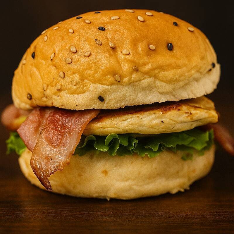 HAMBURGUESA DE PECHUGA DE POLLO ASADA SIN GRASA