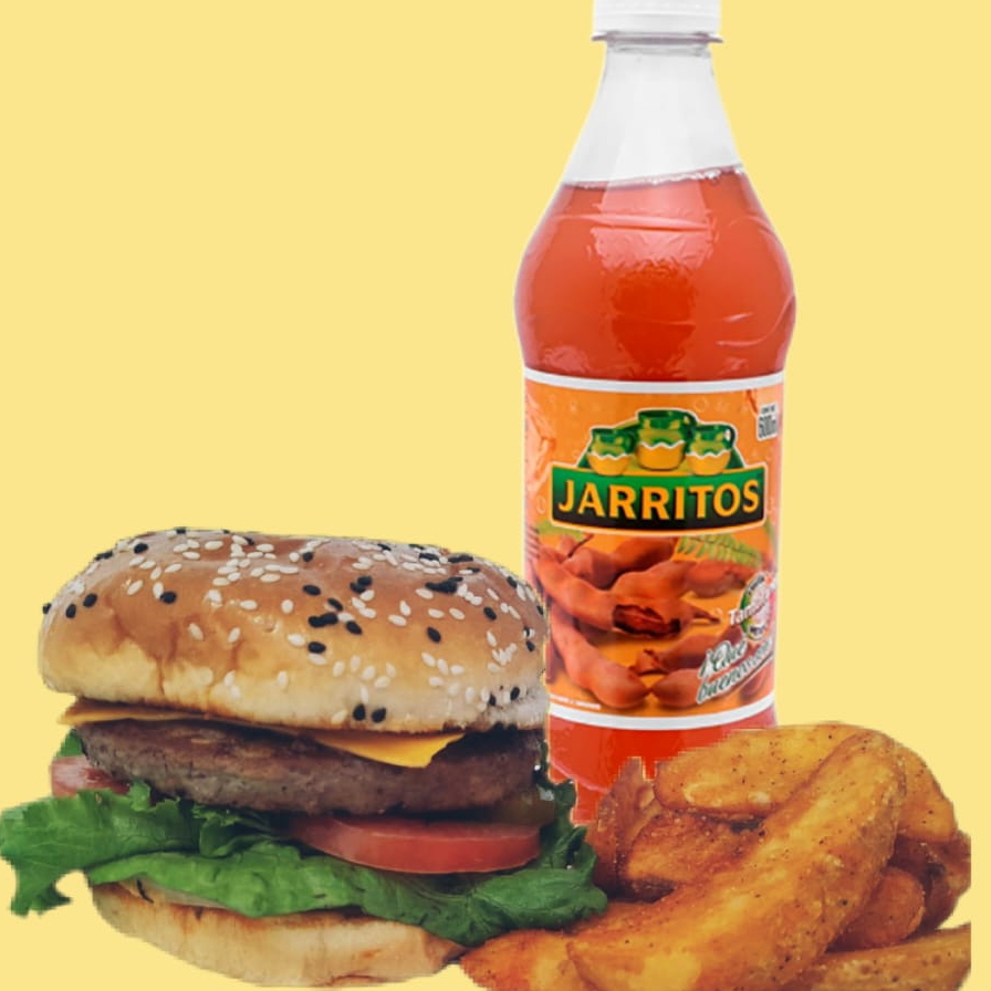 Hamburguesa Sencilla, Papas Gajo y Jarrito