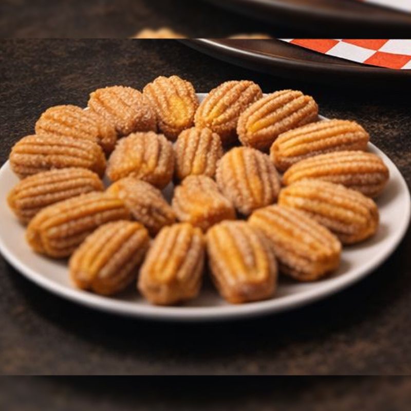 Churros Recheado com Doce de Leite. Delícia Crocante e Cremosa! 15 Unidades de Churros de 25g, recheados com doce de leite cremoso, fritos em gordura vegetal especial para garantir crocância sem gosto de óleo. Finalizados com canela e açúcar refinado, são a sobremesa perfeita para adoçar seu momento com sabor e textura irresistíveis!