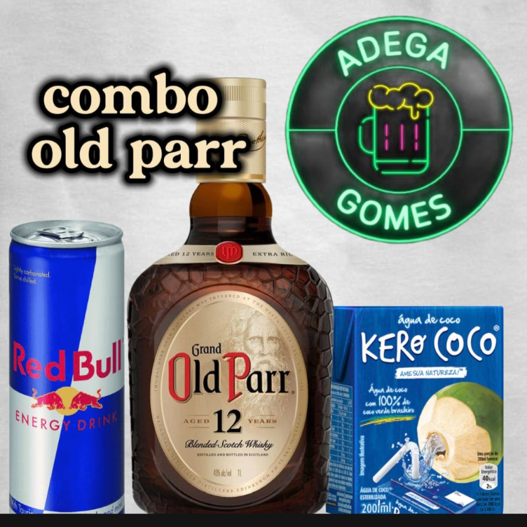 acompanha:1 Garrafa Old Parr,4 Red Bull,4 Gelo kero coco