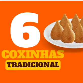 7 Coxinhas Tradicional Sabores: -Frango com Requeijão -Calabresa com Requeijão -Presunto e Queijo -Hot dog -Hambúrguer