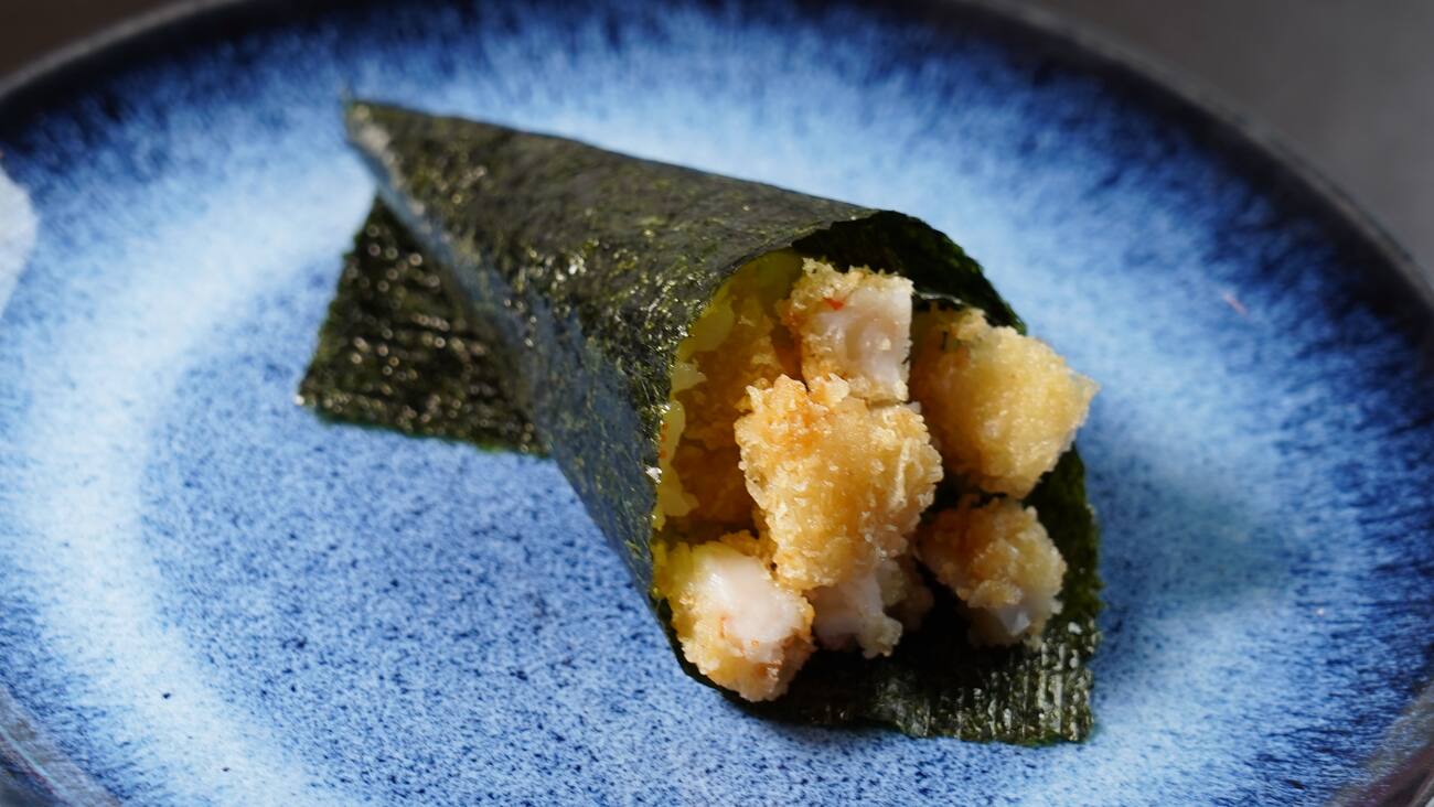 Arroz com camarão empanado