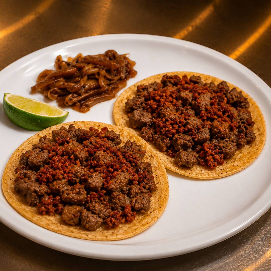 Taco Campechano de Bistec con Chorizo