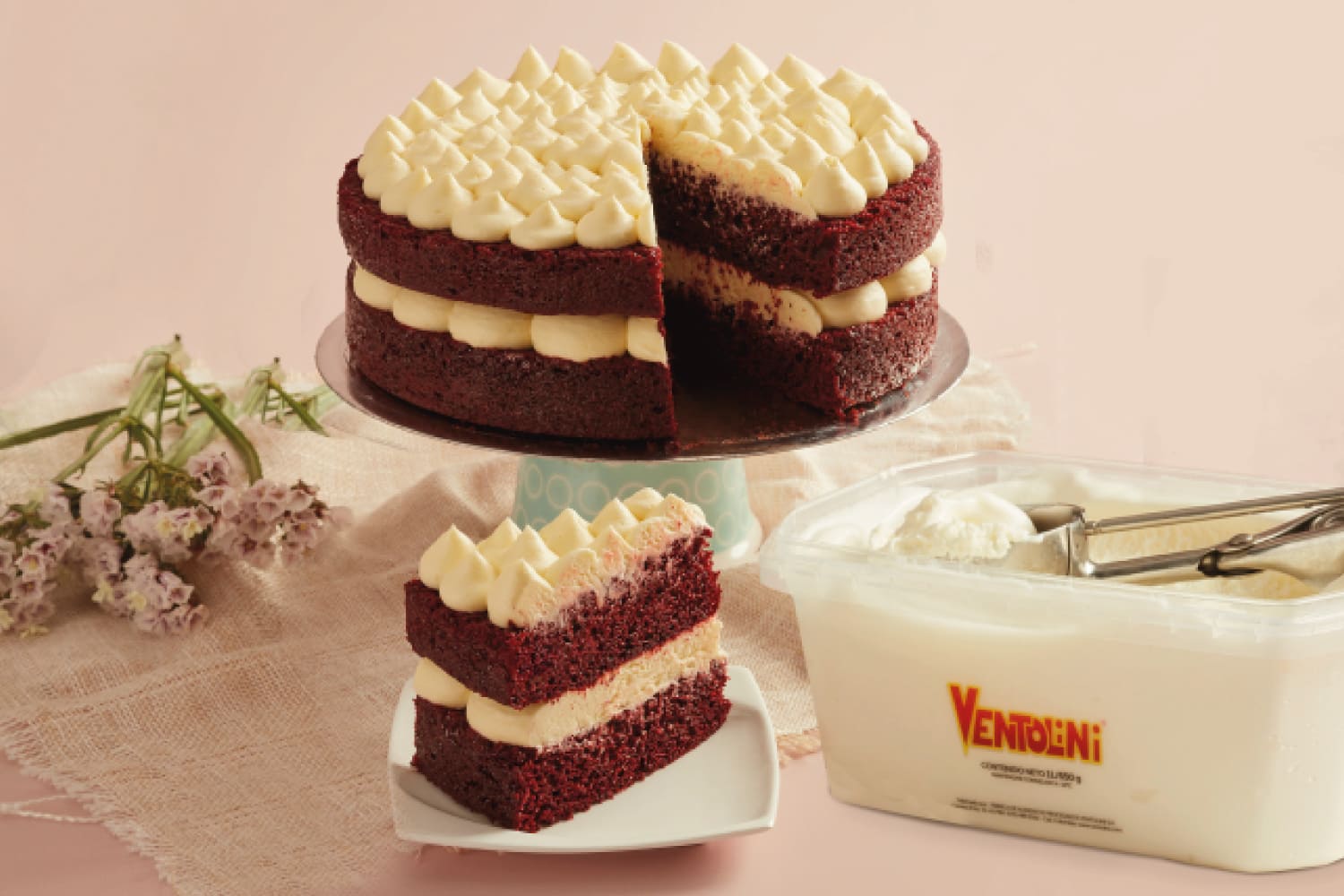 Cake Redvelvet Pequeño con I Helado