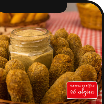 Salgadinho com massa leve e com recheio generoso. Frito e congelado, basta levar ao forno. Contém 20 unidades. Imagem meramente ilustrativa. Serve 4 Pessoas.