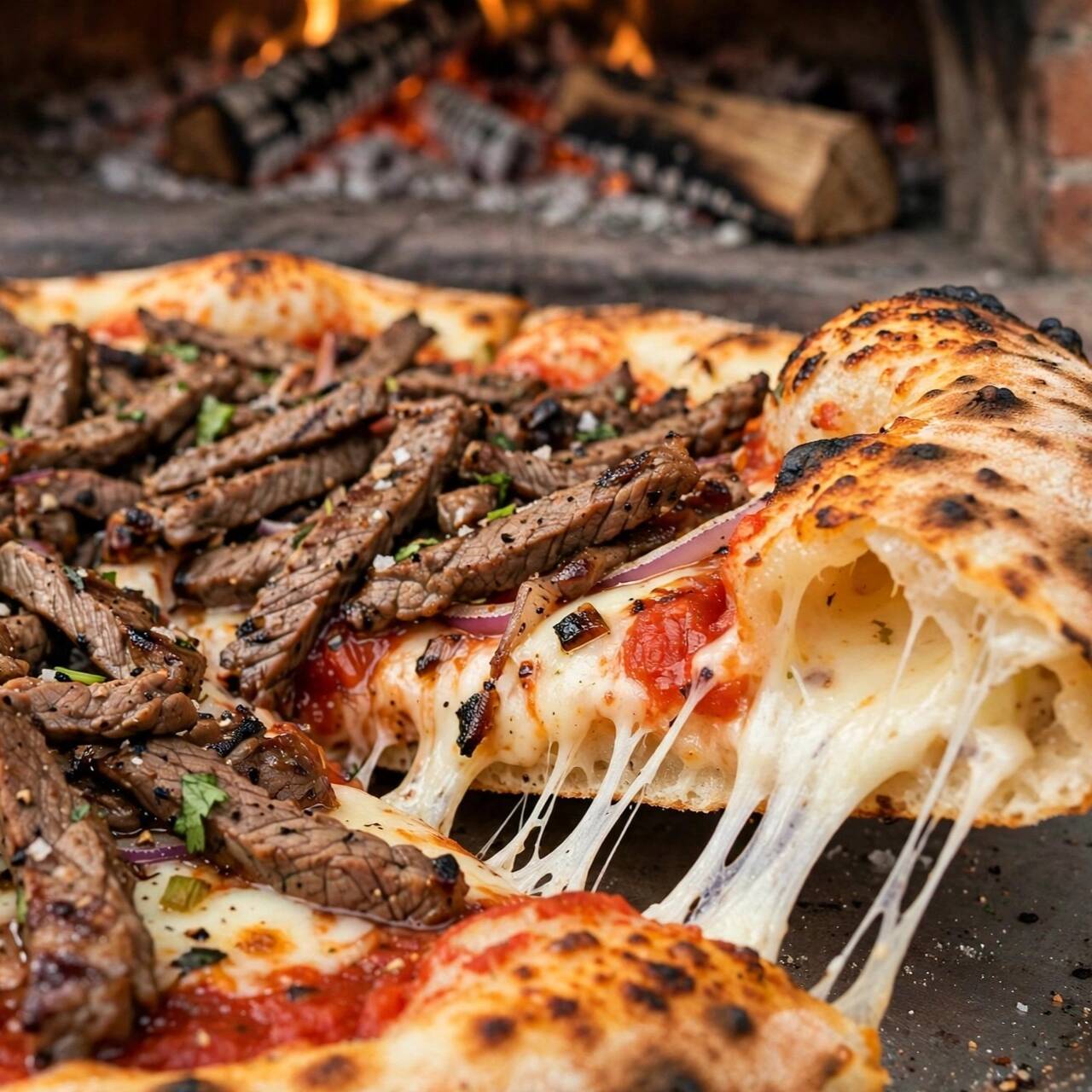Pizza de Arrachera (Orilla Rellena)