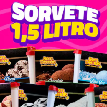 A diversão em grande escala! Desfrute do nosso sorvete cremoso e delicioso, com sabores incríveis para todos os gostos. Inclua quantos toppings quiser por um preço adicional. Serve até 4 pessoas