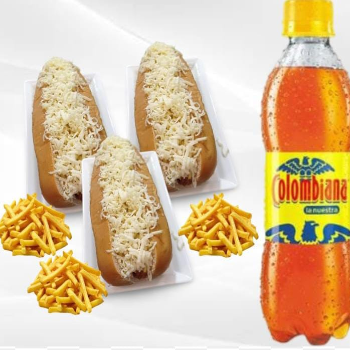 3 Perros+ 3 Francesa + 1 Litro Postobon