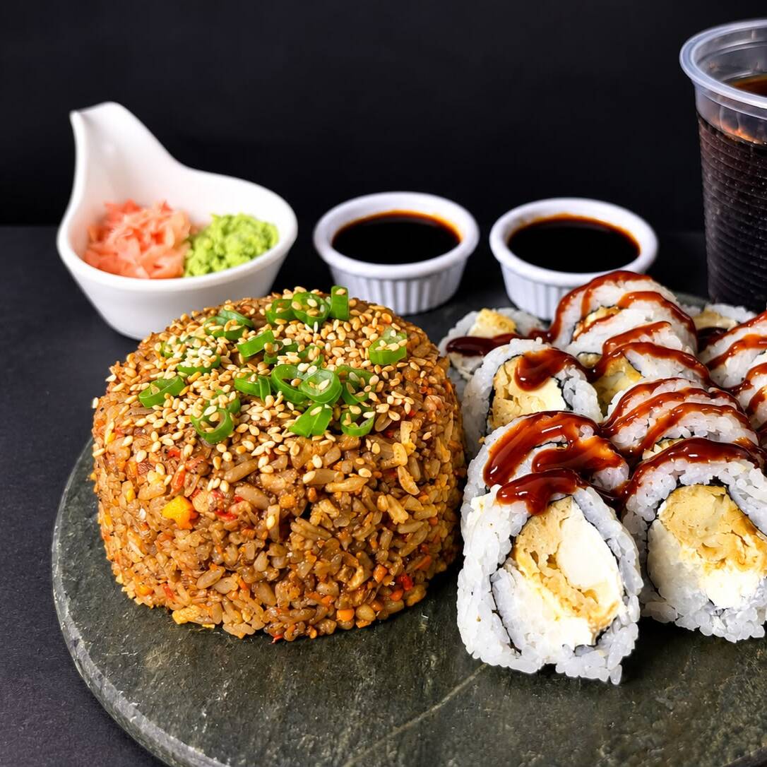 Wok Yakimeshi + Rollo Korean Bbq + Te