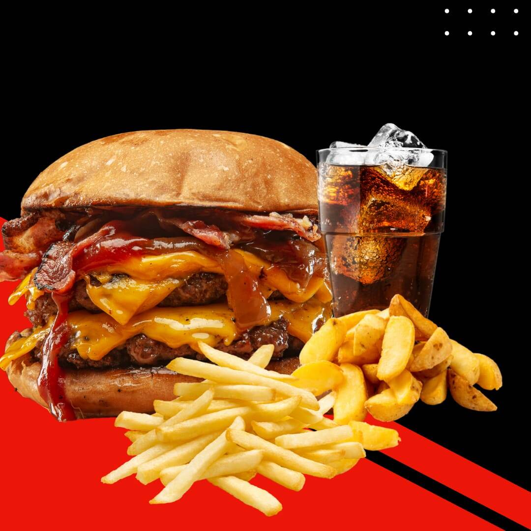 Combo Burger extra bacon + papas + refresco