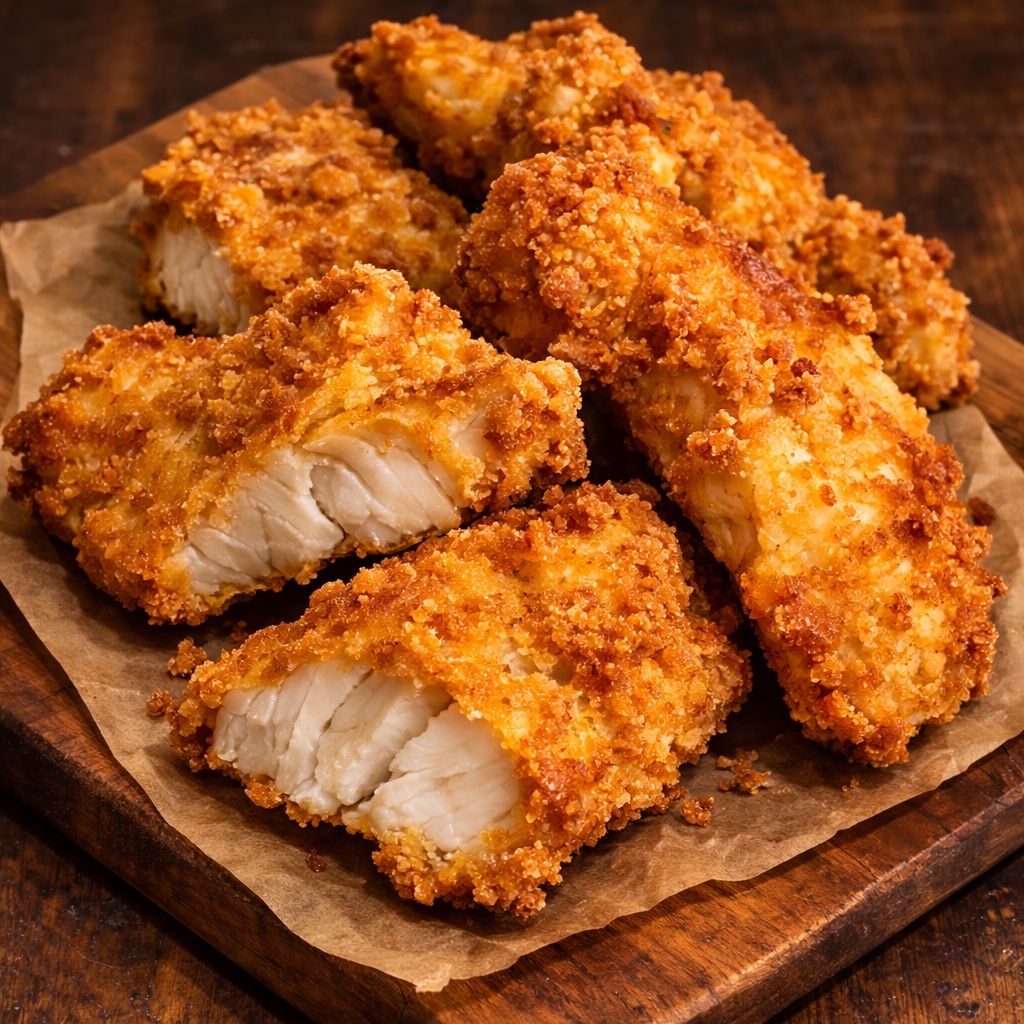 Tirinhas de filé de tilápia empanadas
400g