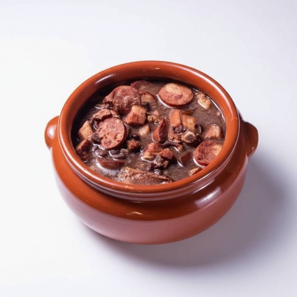 Arroz, Feijoada, Farofa, Vinagrete, Couve e Torresmo
