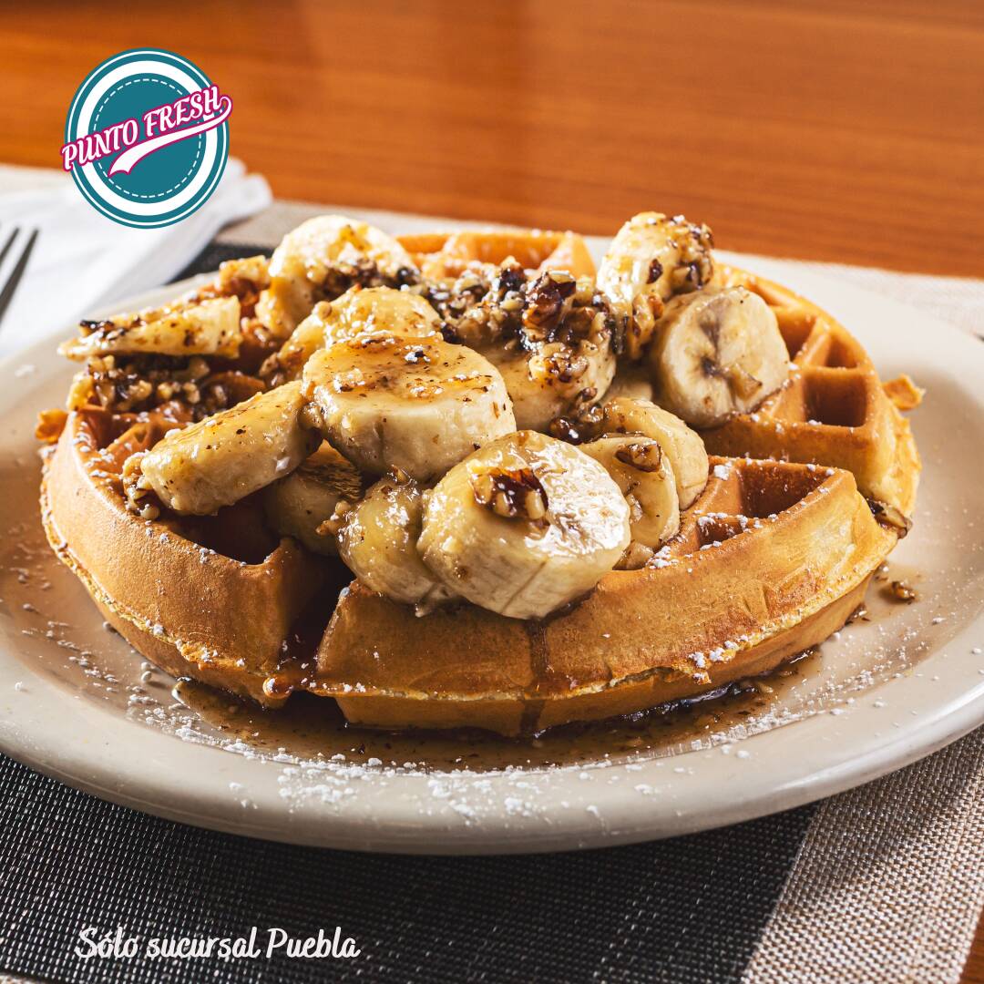 Waffle Dulce de Leche, Plátano y Nuez