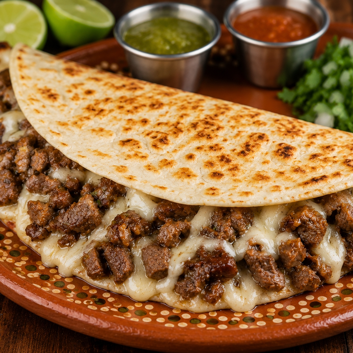 Mega Quesadilla ( tortilla harina) pastor