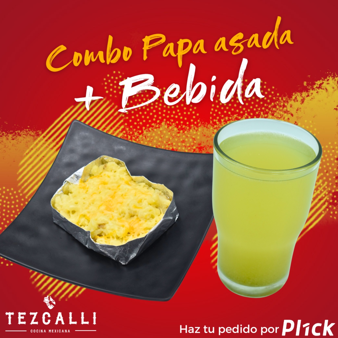 Papa asada + bebida