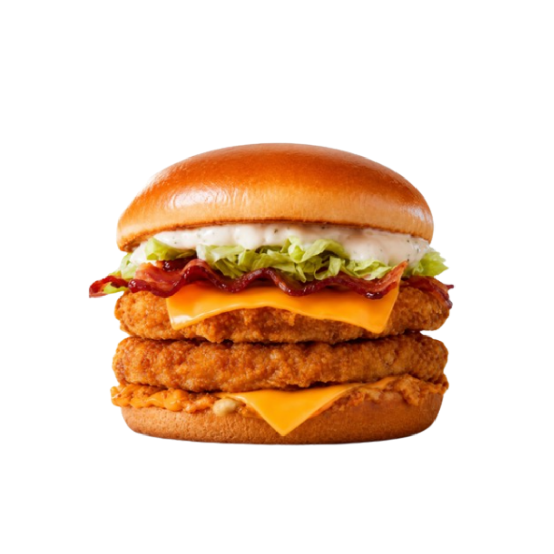 O novo sanduíche é composto por dois empanados com frango, a méquinese, a exclusiva maionese especial com sabor de carne defumada, molho do Cbo (o saboroso molho emulsionado com especiarias e derivados lácteos), alface, fatias de bacon, queijo processado