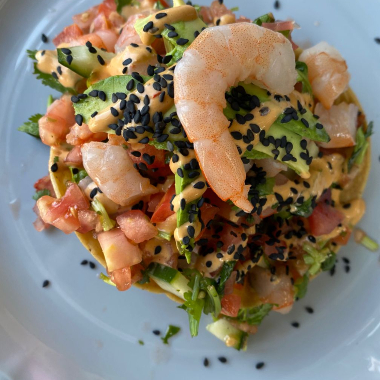 Tostada de camarón