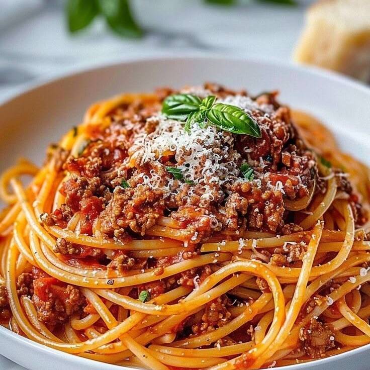 Spaghetti alho ao molho bolonhesa caseiro e fresco.