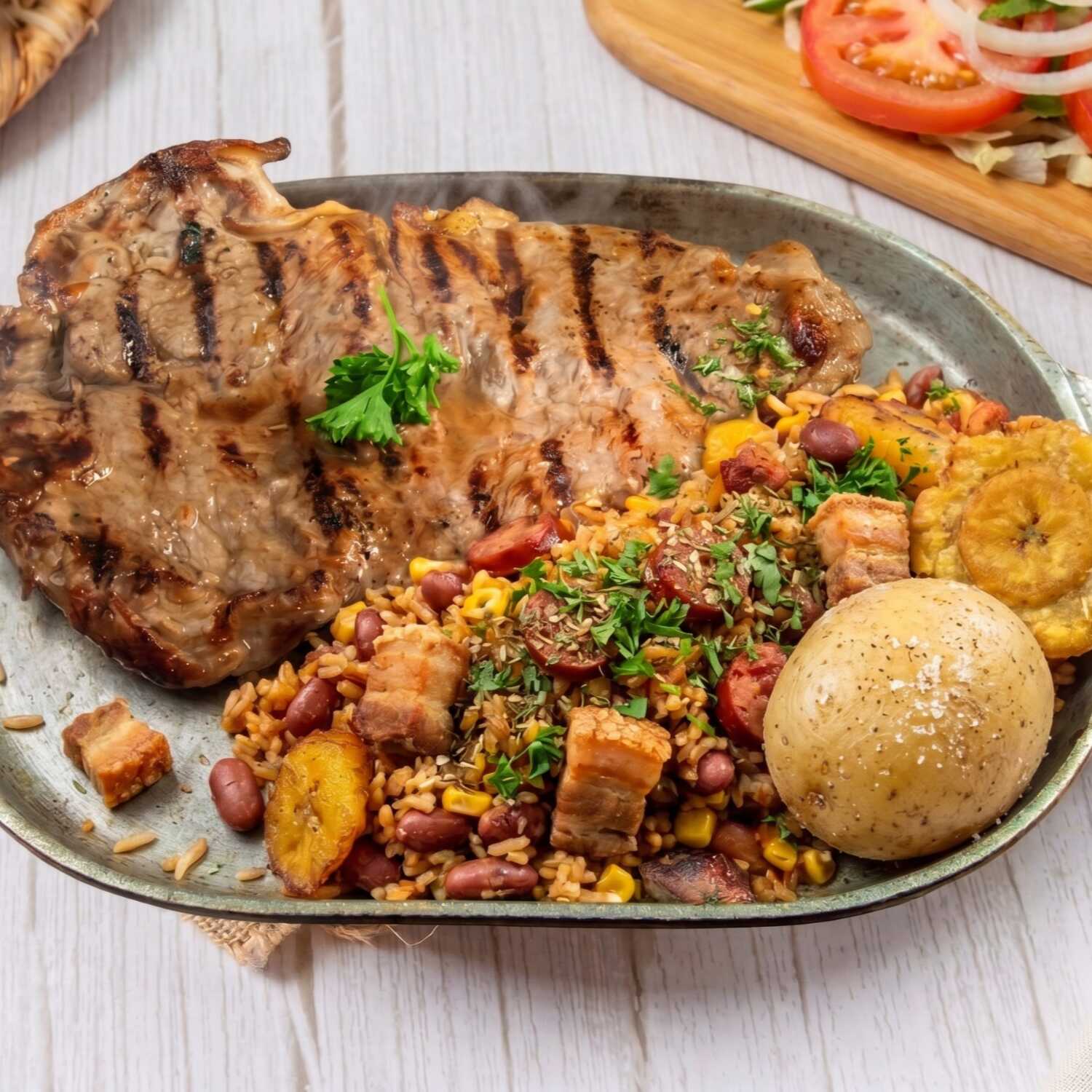 Arroz paisa, Punta de anca, Patacon 2 personas