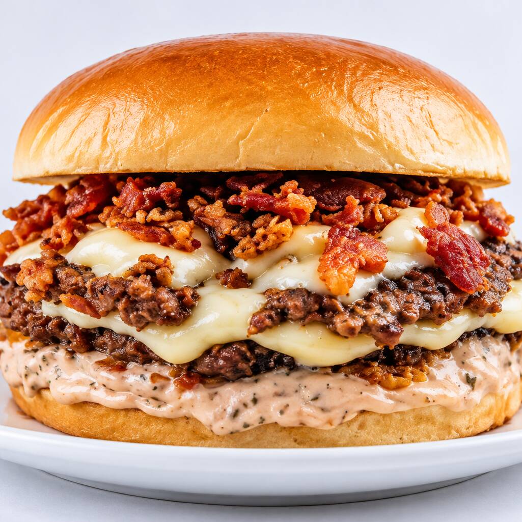 2 burgers smash com 50gr cada, Queijo Catupiry, Bacon crispy, Ovo Frito, maionese da casa, pão de smash.