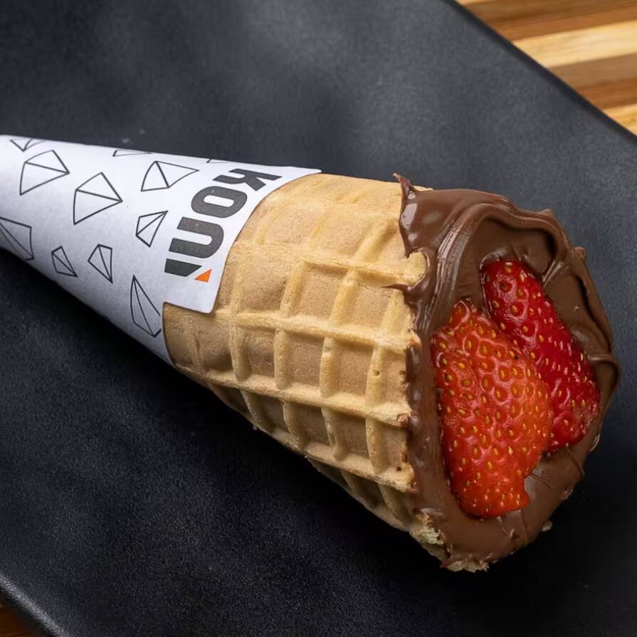 Casquinha biscotti, Nutella e morango.