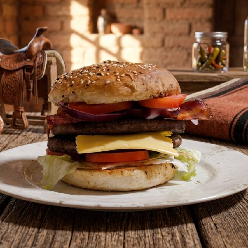 HAMBURGER DOBLE CON TOCINO