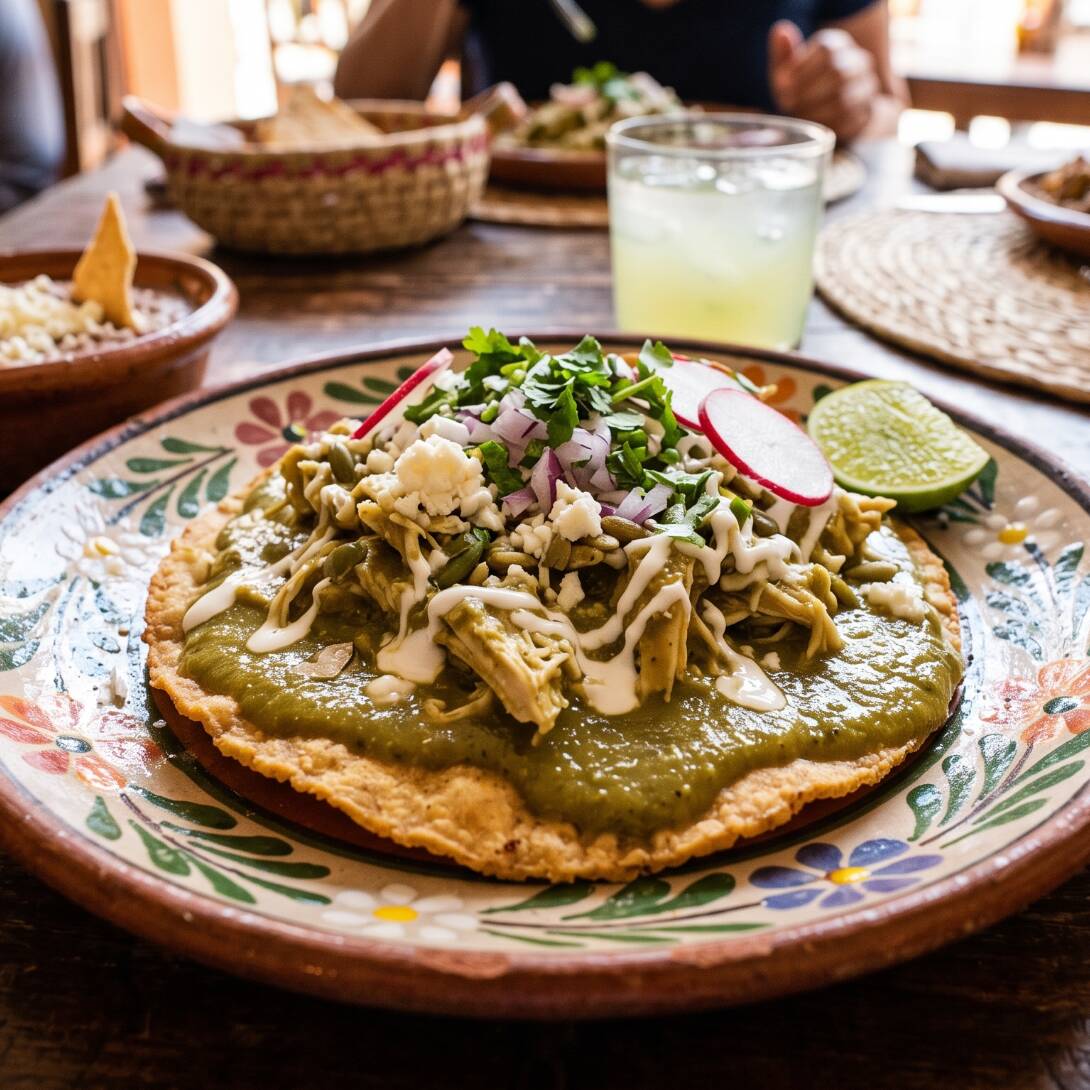Tostada de Mole Verde