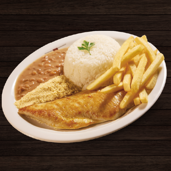 Filé de Frango Gralhado + Arroz + Feijão + Fritas + Farofa