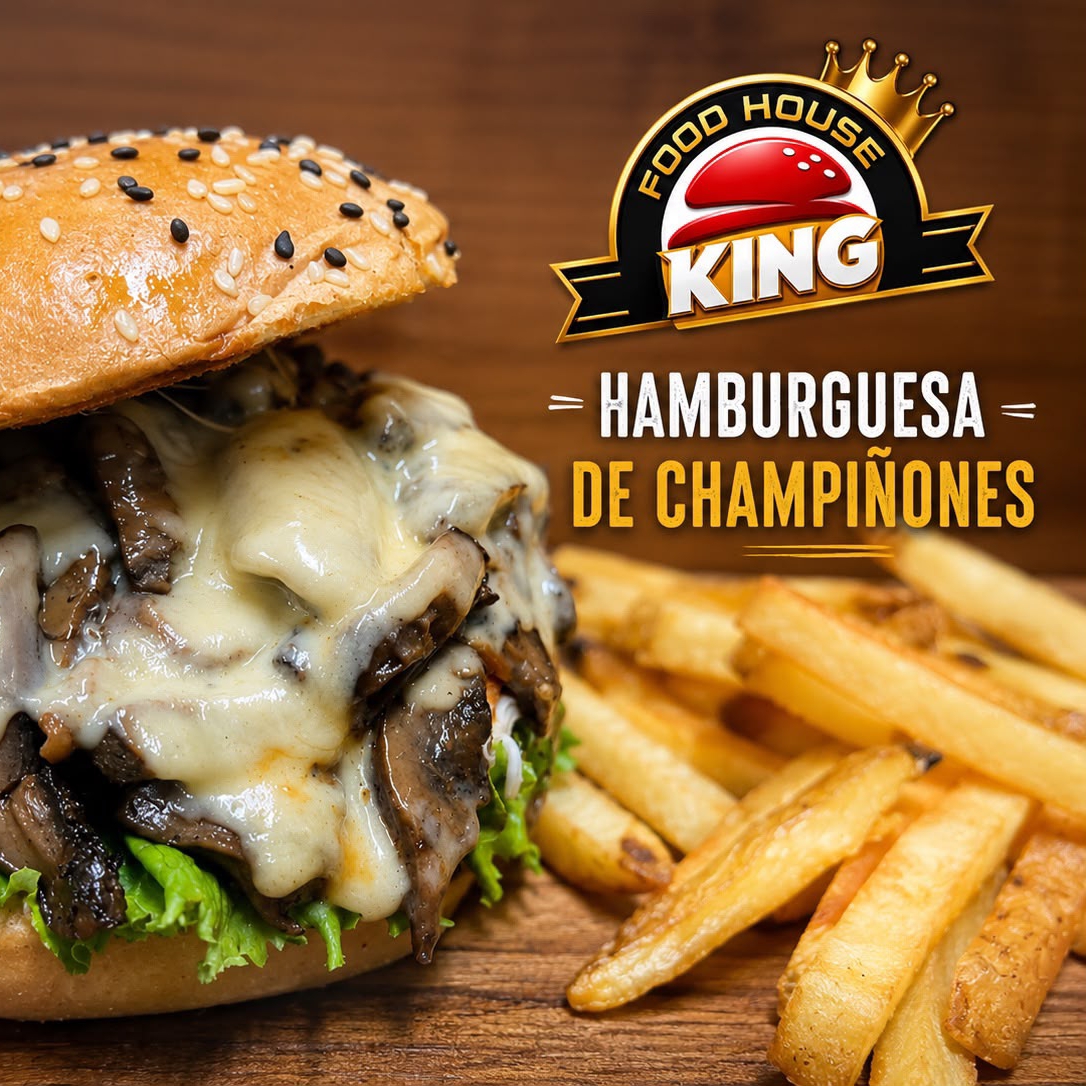Hamburguesa de Champiñones con Manchego y Papas