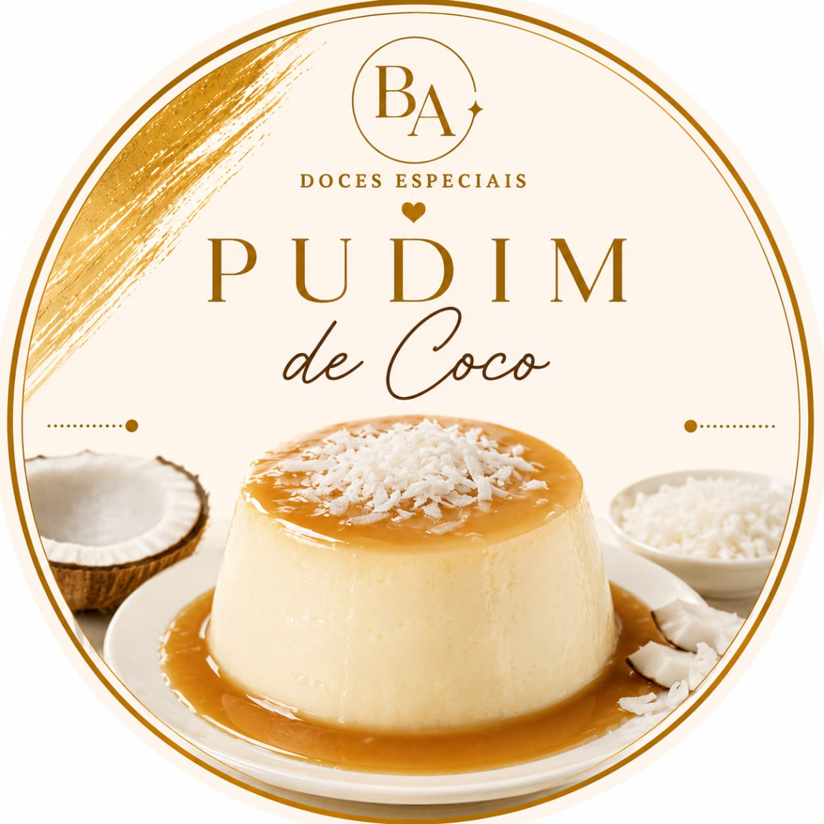 Apresentamos a nossa irresistível sobremesa Pudim de coco macio com textura aveludada finalizado com uma rica calda de caramelo, uma combinação irresistível.