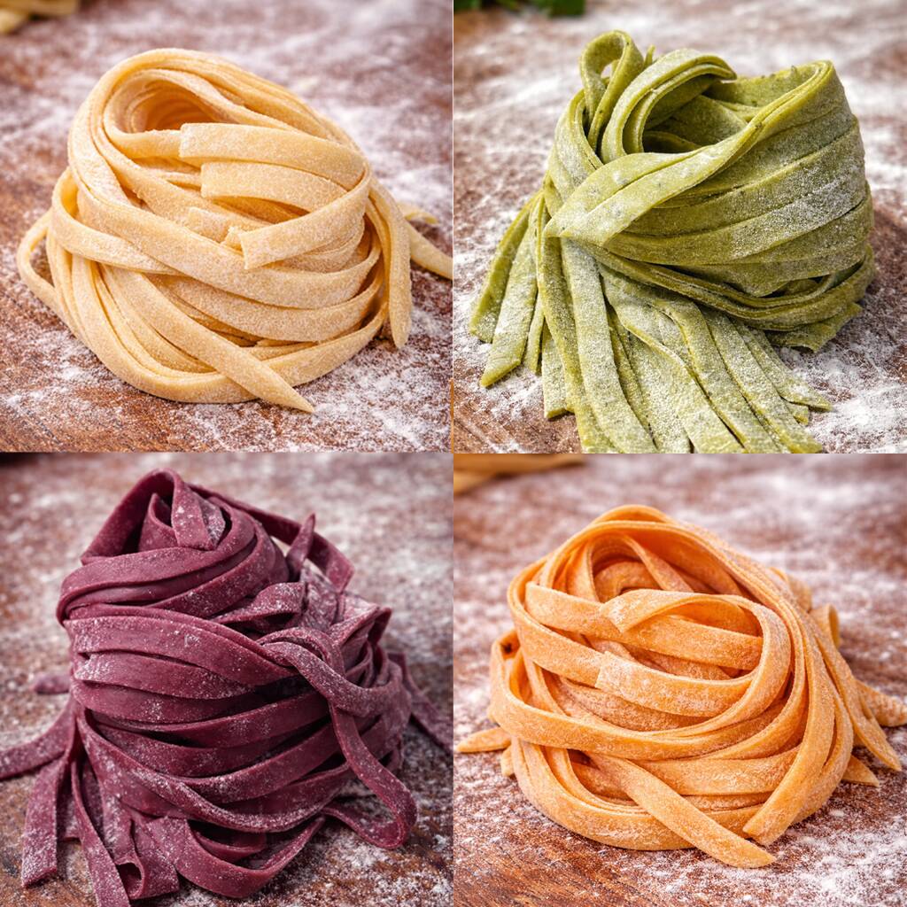 Massa fresca artesanal, com infusão de especiarias ou vegetais, sem uso de quaisquer tipo de corantes artificiais. (Direto do freezer para a panela)