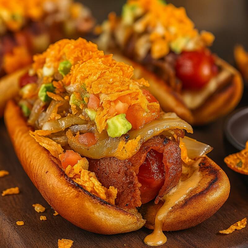Delicioso Hot Dog con Salchicha para Asar