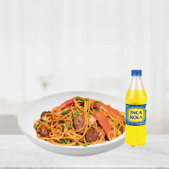 Tallarín Saltado y Gaseosa Personal 500 Ml