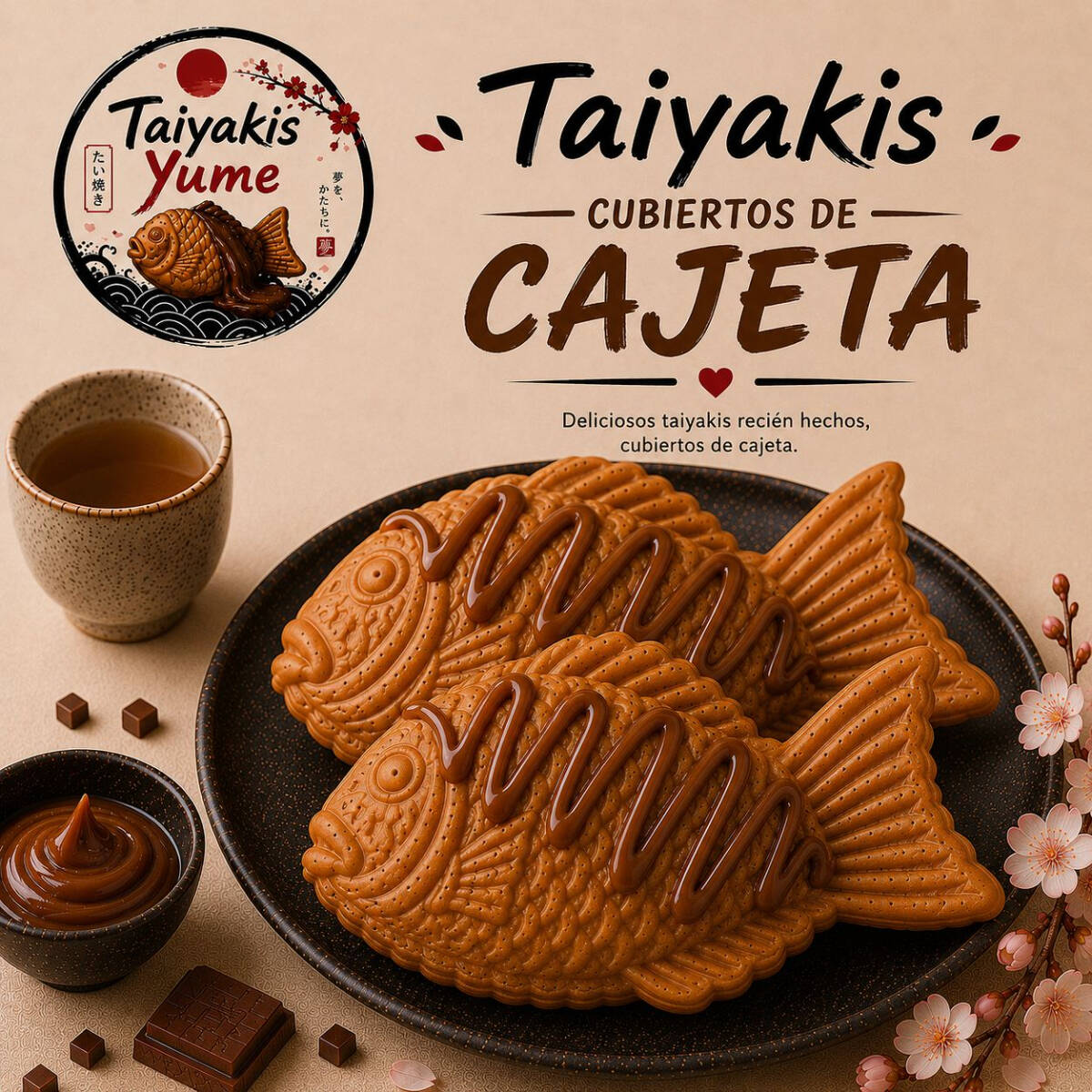 Taiyakis Cubiertos de Cajeta