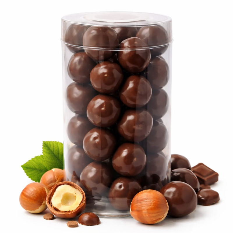 Drágea de chocolate meio amargo com avelã