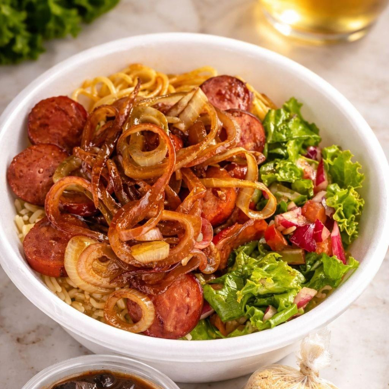 Acompanha: Arroz, Feijão, MAcarrão, Salada e Farofa