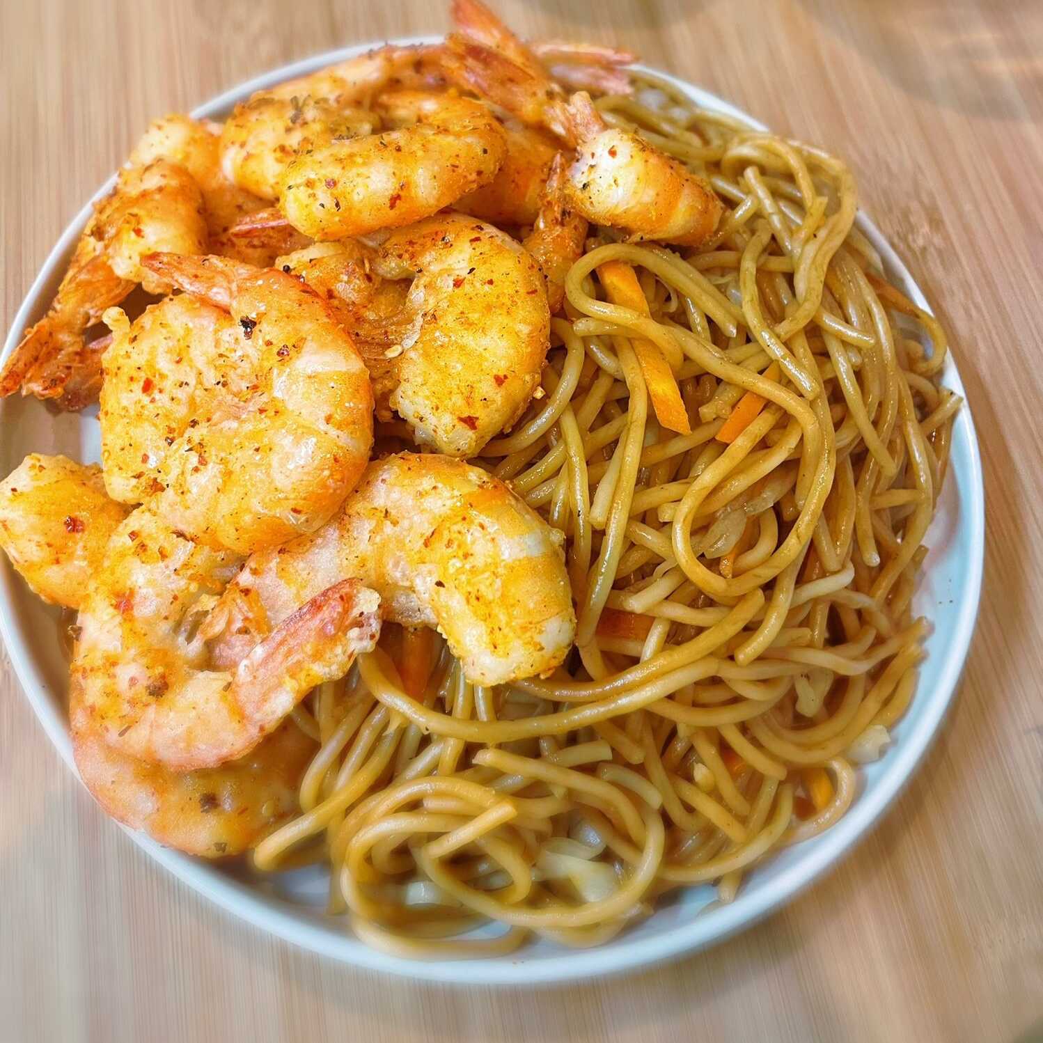 Camarón con arroz o pasta