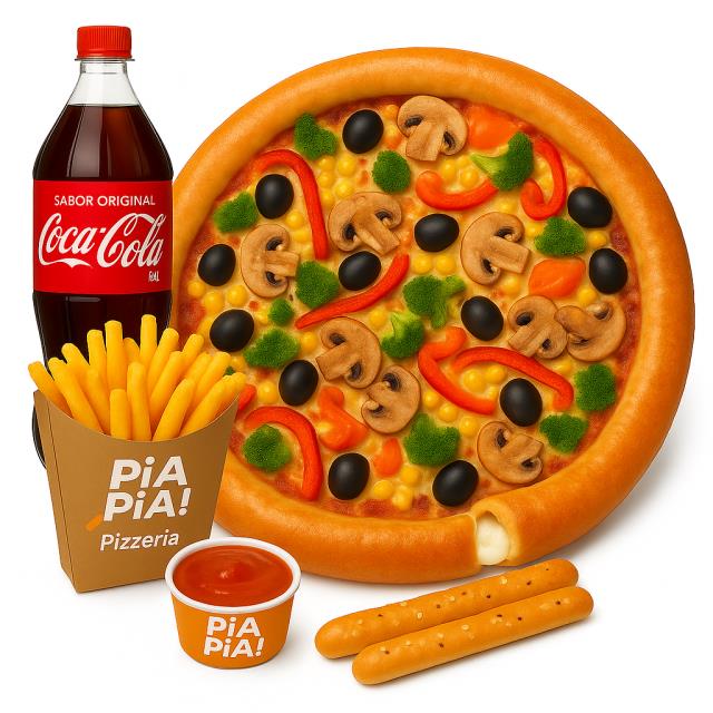 COMBO LOVER VEGETARIANA CON ORILLA DE QUESO (PALITOS PARMESANO +
