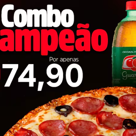 Pizza inteira de Calabresa ou Mussarela + 1 Guaraná Antarctica geladíssimo :) Informar na observação do pedido o sabor! Obrigada.