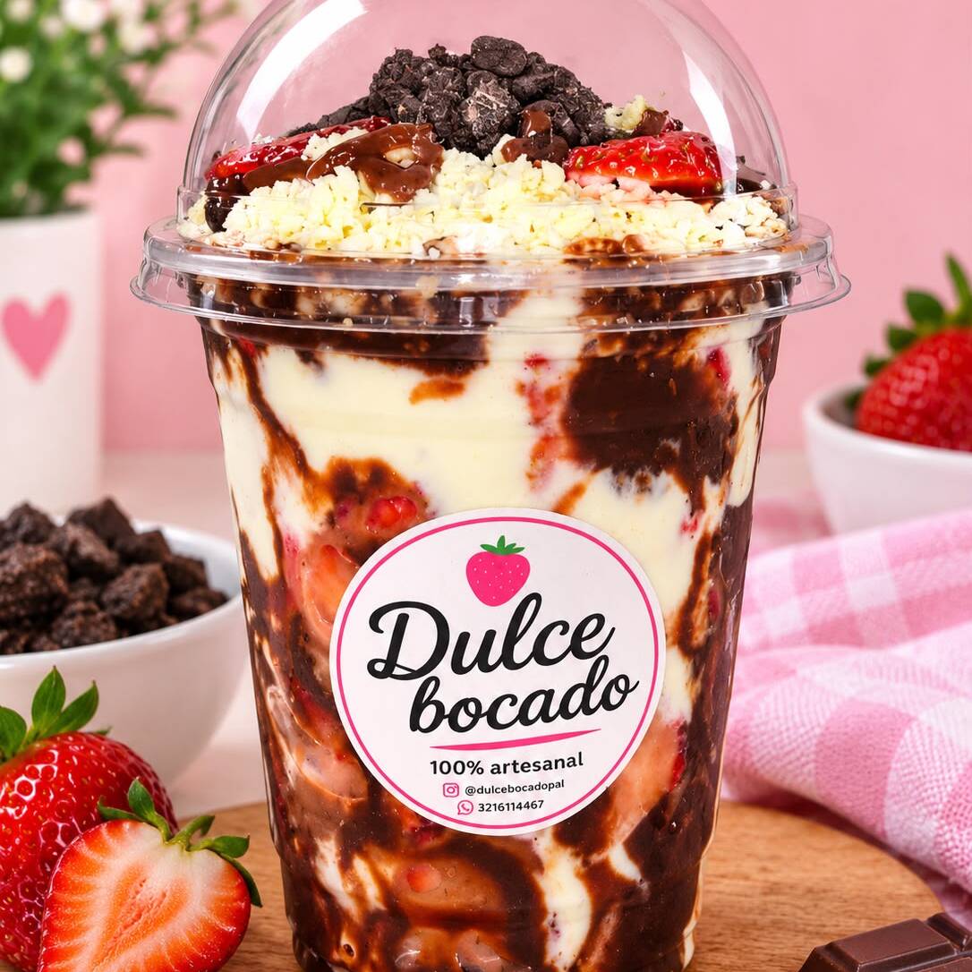 Fresas con crema Vaso mediano