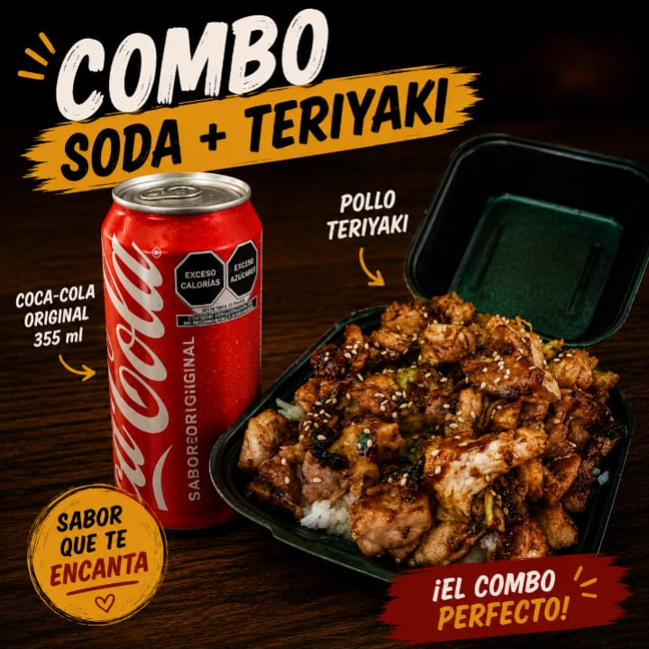 COMBO TERIYAKI DE POLLO + SODA 355 ML